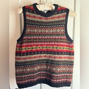 Wool Fair Isle sweater vest by British brand Cabbages & Roses - M